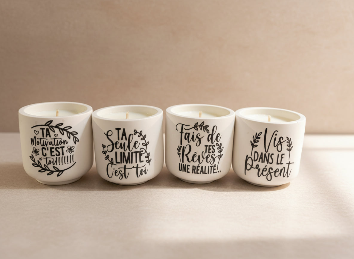 🌿 Collection Bien-Être – Bougies Jesmonite & Messages Positifs