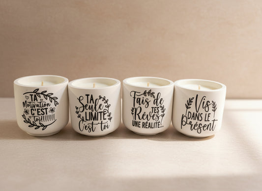 🌿 Collection Bien-Être – Bougies Jesmonite & Messages Positifs
