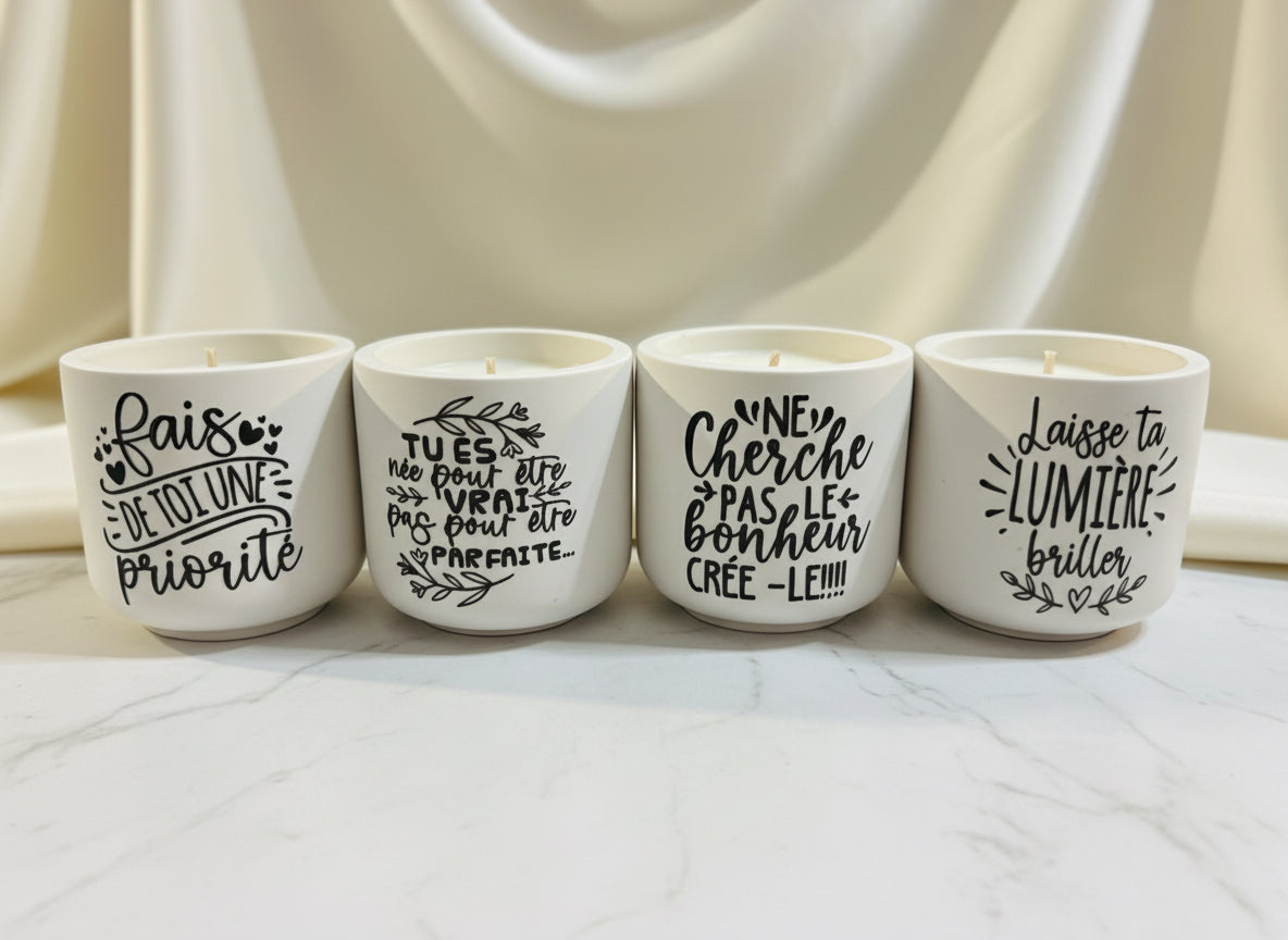 🌿 Collection Bien-Être – Bougies Jesmonite & Messages Positifs