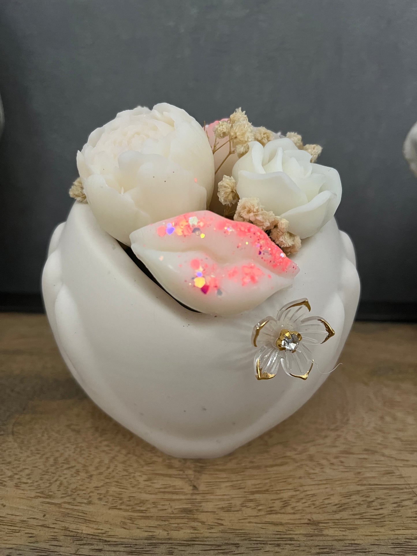 Bouquet « Entre tes mains » bouche rose -pièce unique